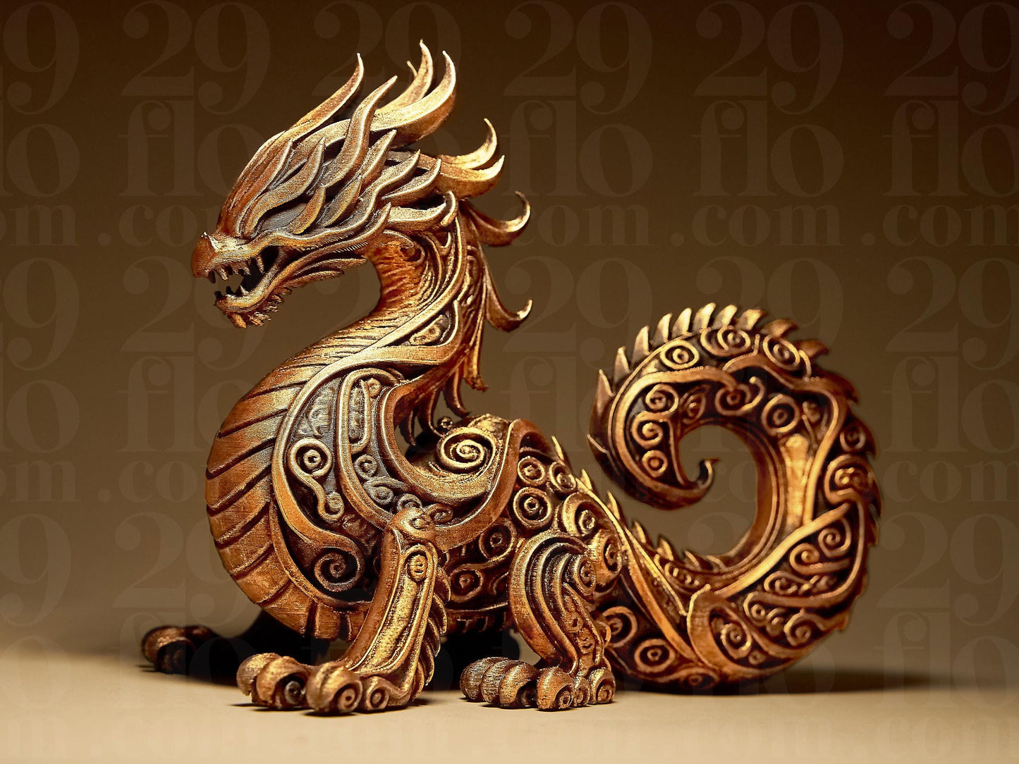 Ornamental DRAGON 3D Printed Sculpture, Statue, Figure, Figurine Home Decoration (hand painted)