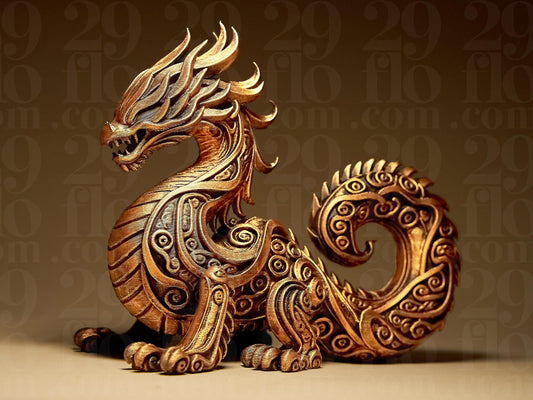 Ornamental DRAGON 3D Printed Sculpture, Statue, Figure, Figurine Home Decoration (hand painted)