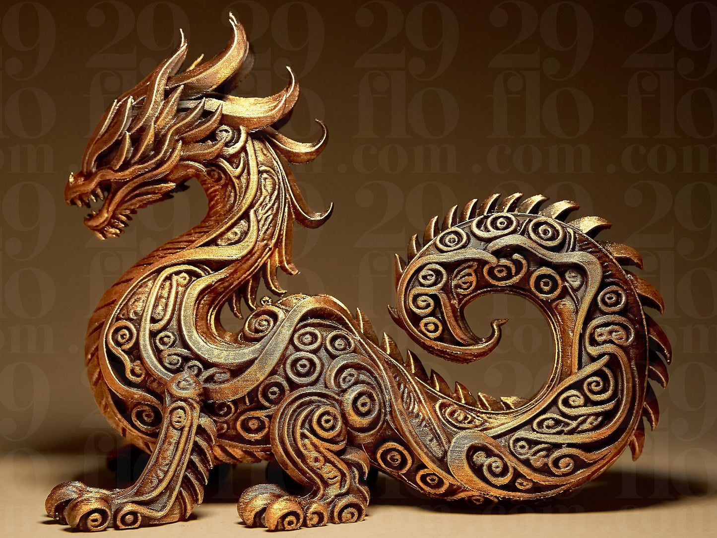 Ornamental DRAGON 3D Printed Sculpture, Statue, Figure, Figurine Home Decoration (hand painted)