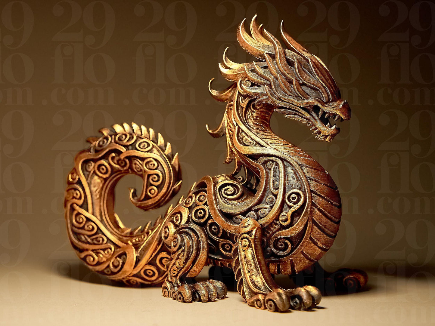 Ornamental DRAGON 3D Printed Sculpture, Statue, Figure, Figurine Home Decoration (hand painted)