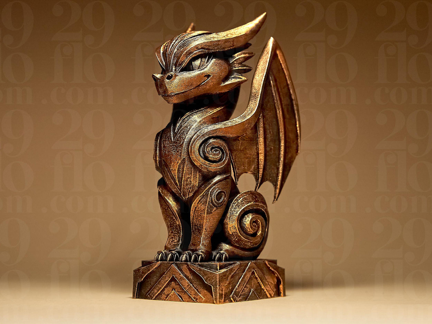 Ornamental DRAGON 3D Printed Sculpture, Statue, Figure, Figurine Home Decoration (hand painted)
