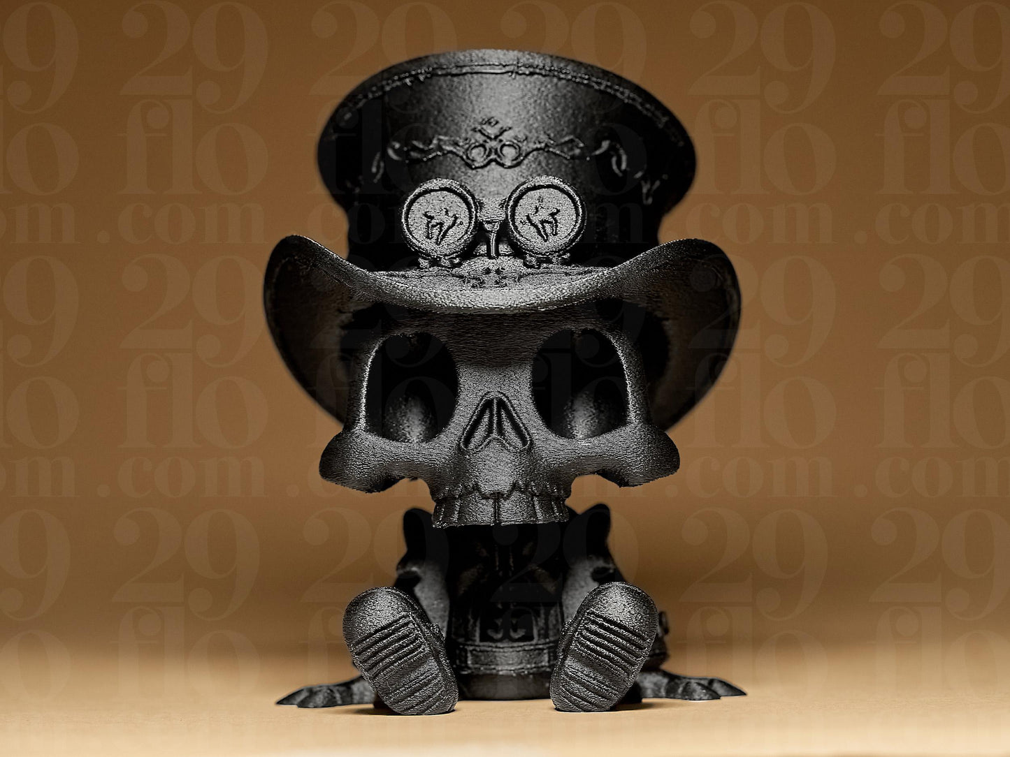 Hand-Painted Skull Guy Figurine: 3D Printed Halloween Decor