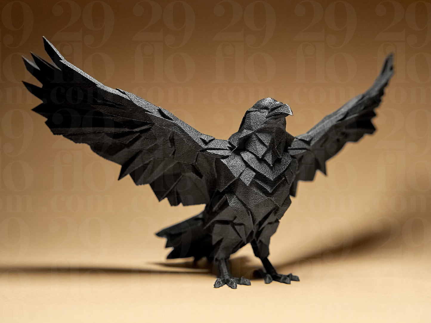 Raven Geometric 3D Printed Statue Figure, Figurine Gift Home Decoration Bird Crow