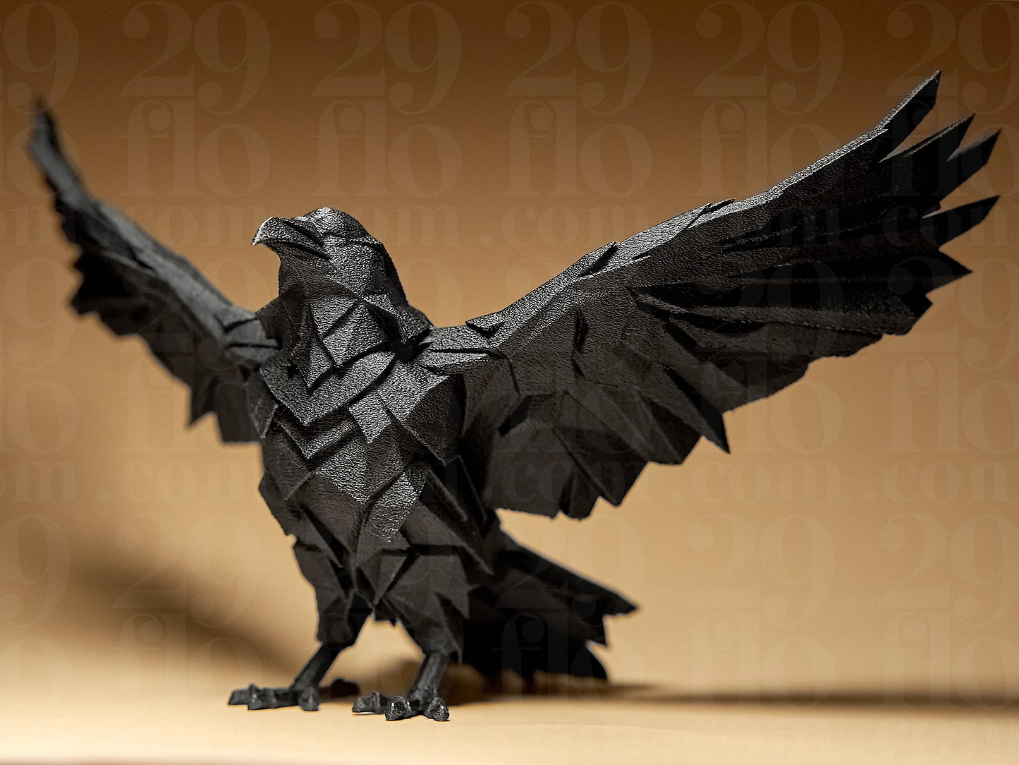 Raven Geometric 3D Printed Statue Figure, Figurine Gift Home Decoration Bird Crow