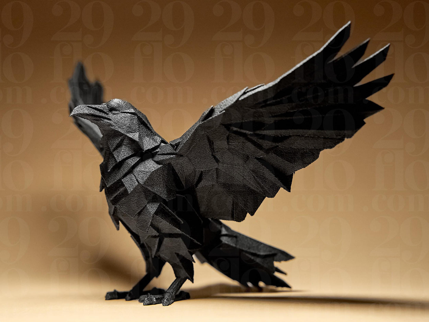Raven Geometric 3D Printed Statue Figure, Figurine Gift Home Decoration Bird Crow
