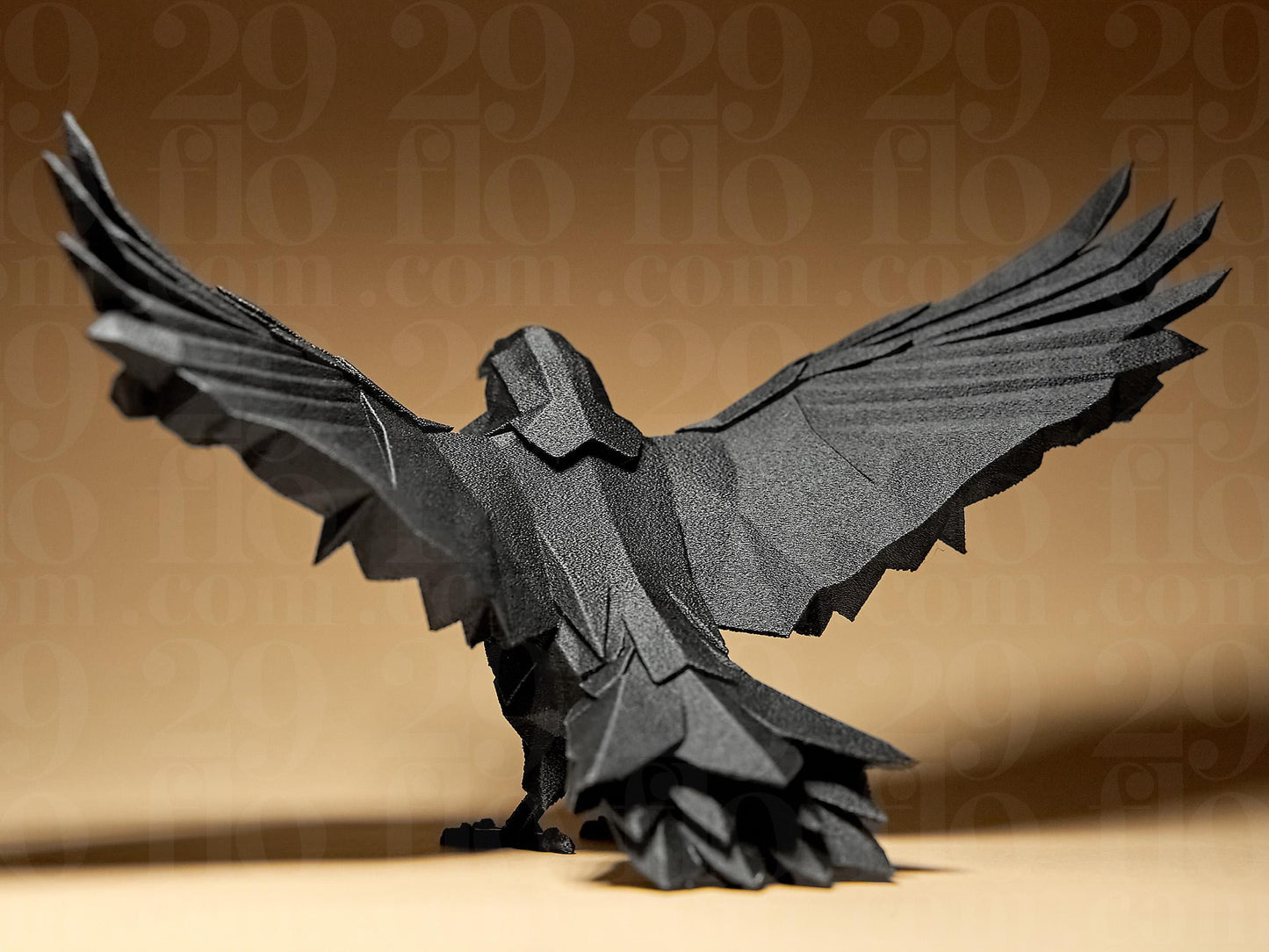Raven Geometric 3D Printed Statue Figure, Figurine Gift Home Decoration Bird Crow
