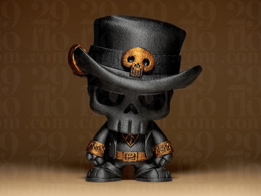 Hand-Painted Skull Guy Figurine: 3D Printed Halloween Decor