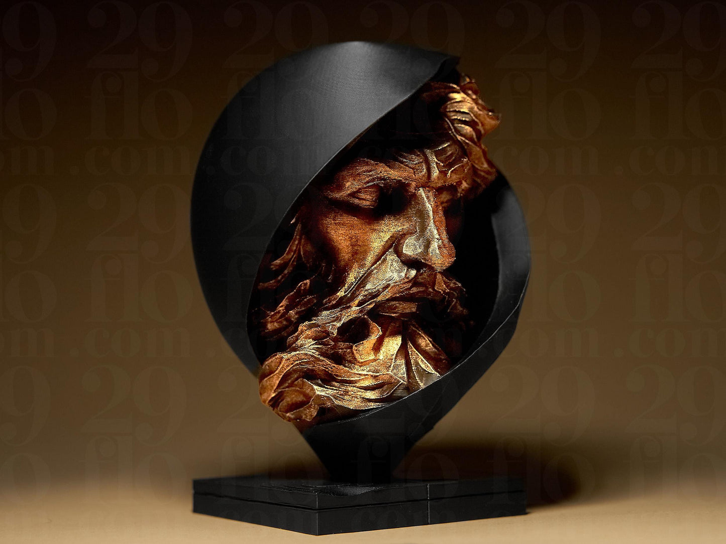 Hand-Painted Old Man Bust: 3D Printed PLA Sculpture