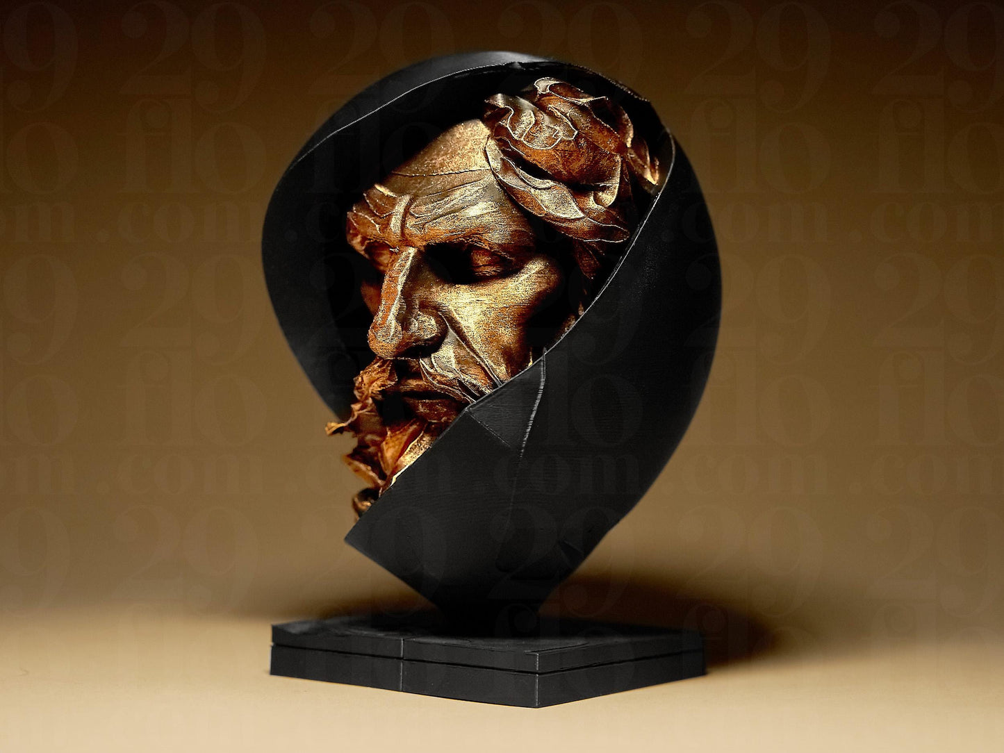 Hand-Painted Old Man Bust: 3D Printed PLA Sculpture