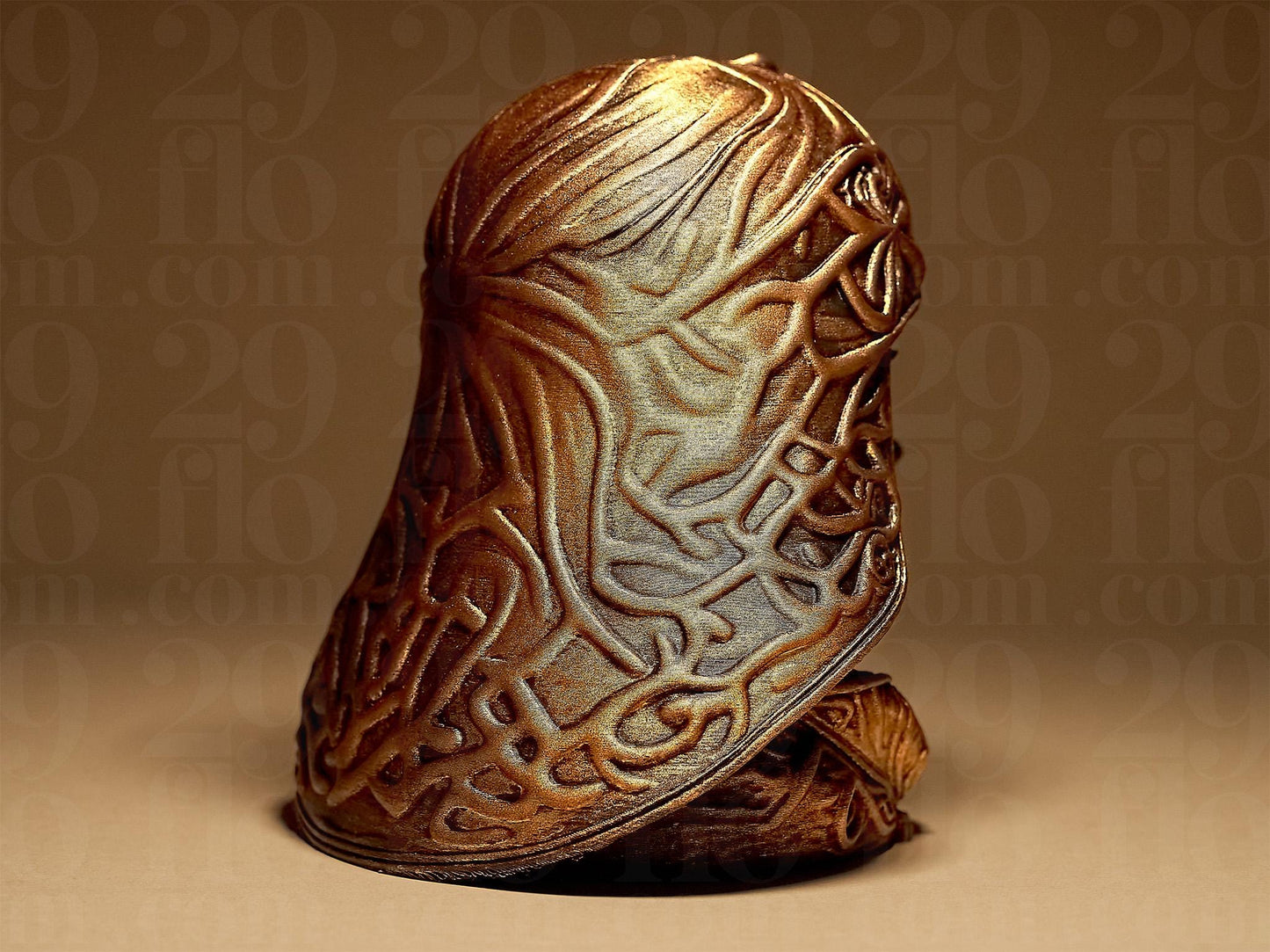 3D Printed Warrior Princess Bust: Hand-Painted PLA Figurine