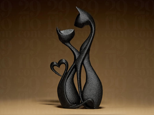 3D Printed Cat Couple Figurine: Eco-Friendly Home Decor Gift
