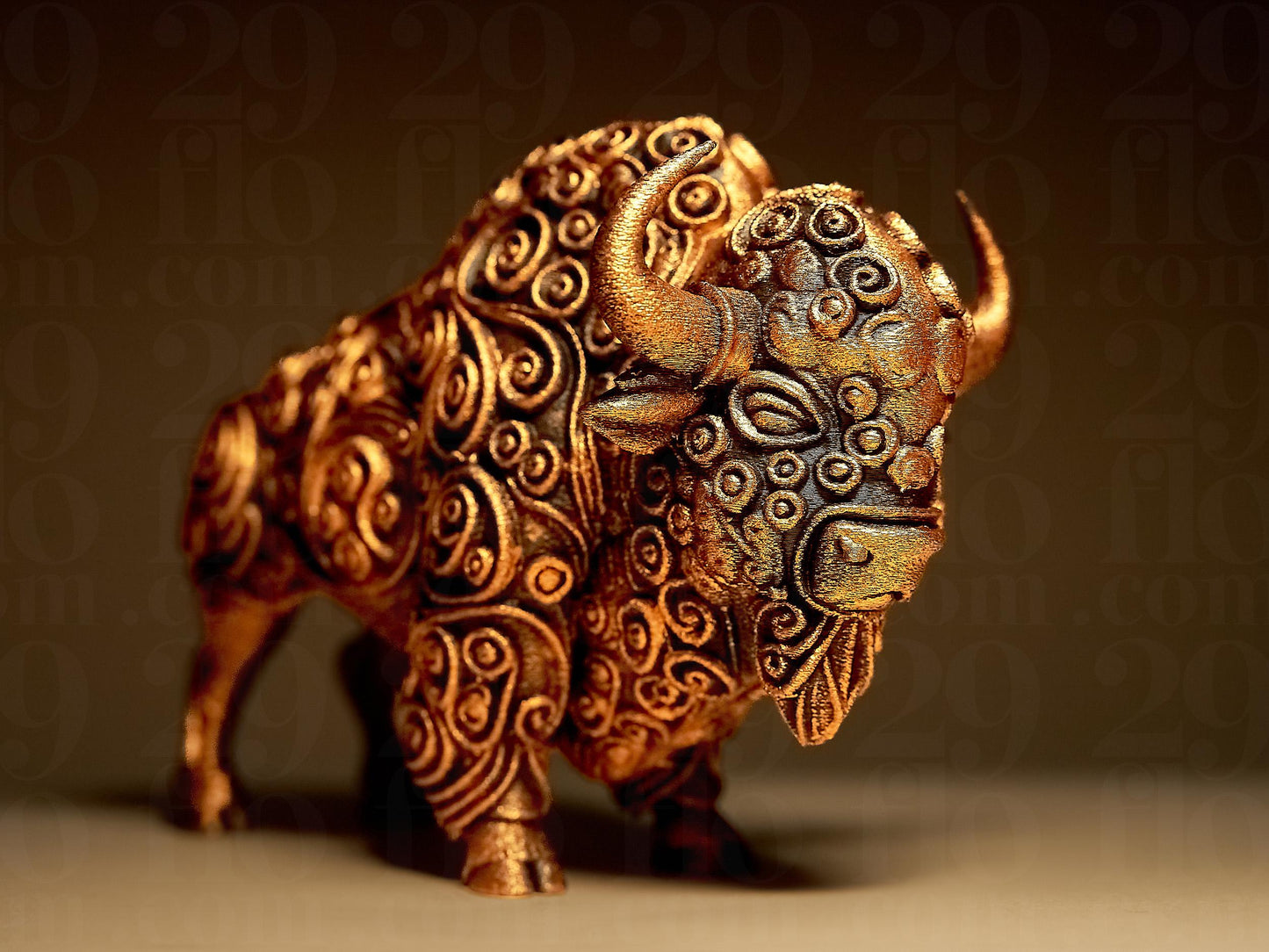 Ornamental BISON 3D Printed Sculpture, Statue, Figure, Figurine Home Decoration (hand painted)
