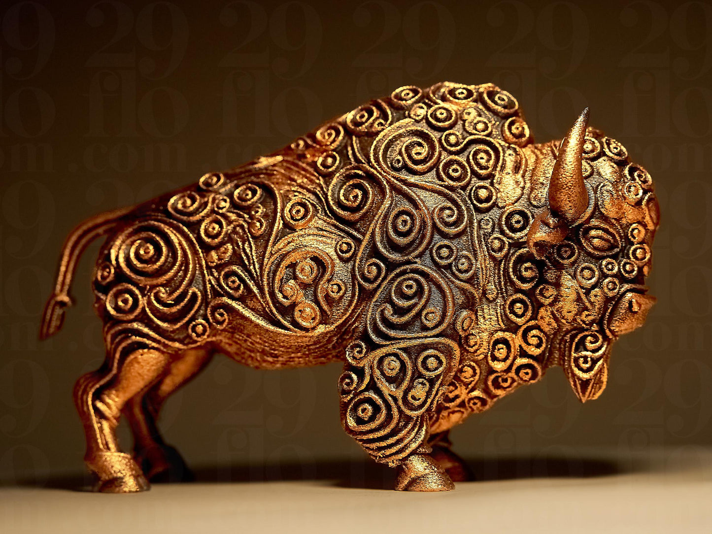 Ornamental BISON 3D Printed Sculpture, Statue, Figure, Figurine Home Decoration (hand painted)