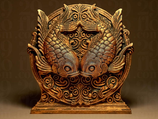 PISCES - The Fish - ZODIAC 3D Printed Sculpture, Statue, Figure, Figurine Home Decoration (hand painted)