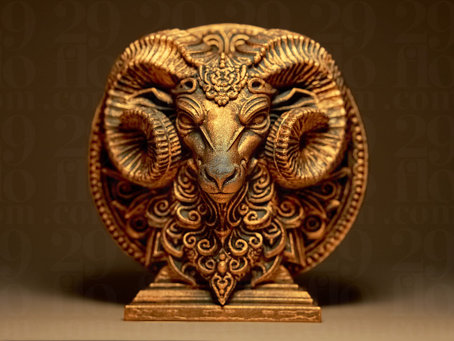 Baran Zodiak Znak Zdobiony, Ręcznie Malowany, Rzeźba, Statuetka, Figurka Dekoracyjna na Prezent