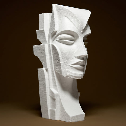 Geometryczna Głowa Kobiety, Nowoczesna Rzeźba, Statuetka, Figurka Dekoracyjna